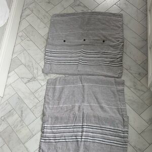 Coyuchi 100% Linen Gray Striped Euro Shams